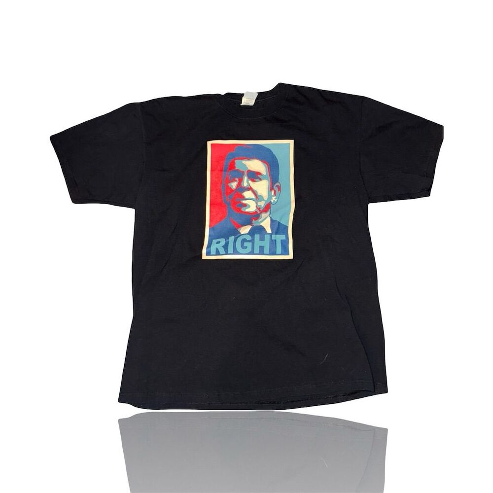 Ronald Reagan "Right" Graphic Tee Men's XL Black Short Sleeve Tee: Republican